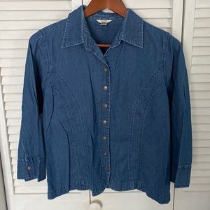 CHRISTOPHER & BANKS 100% Cotton Denim button down shirt, size M